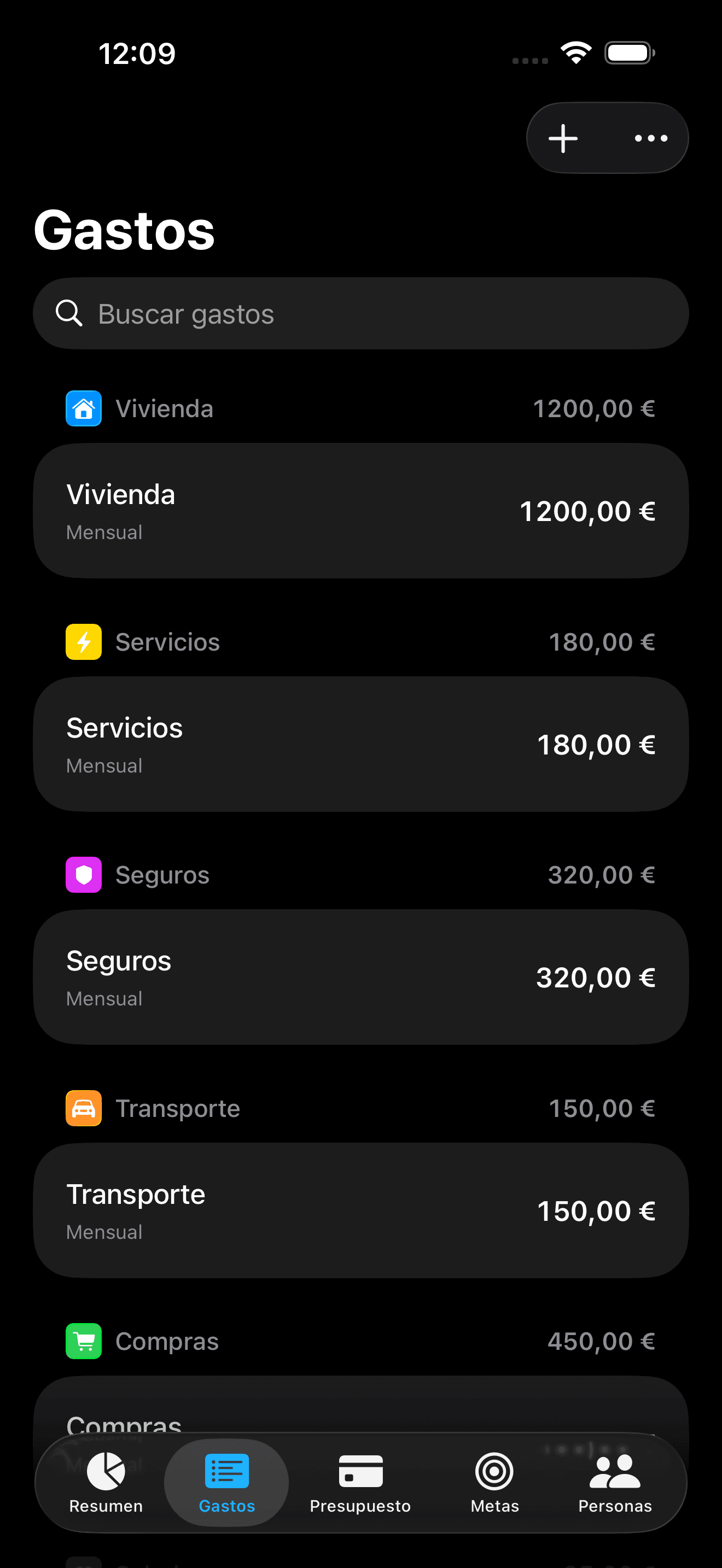 Splitrate: Gastos Fijos