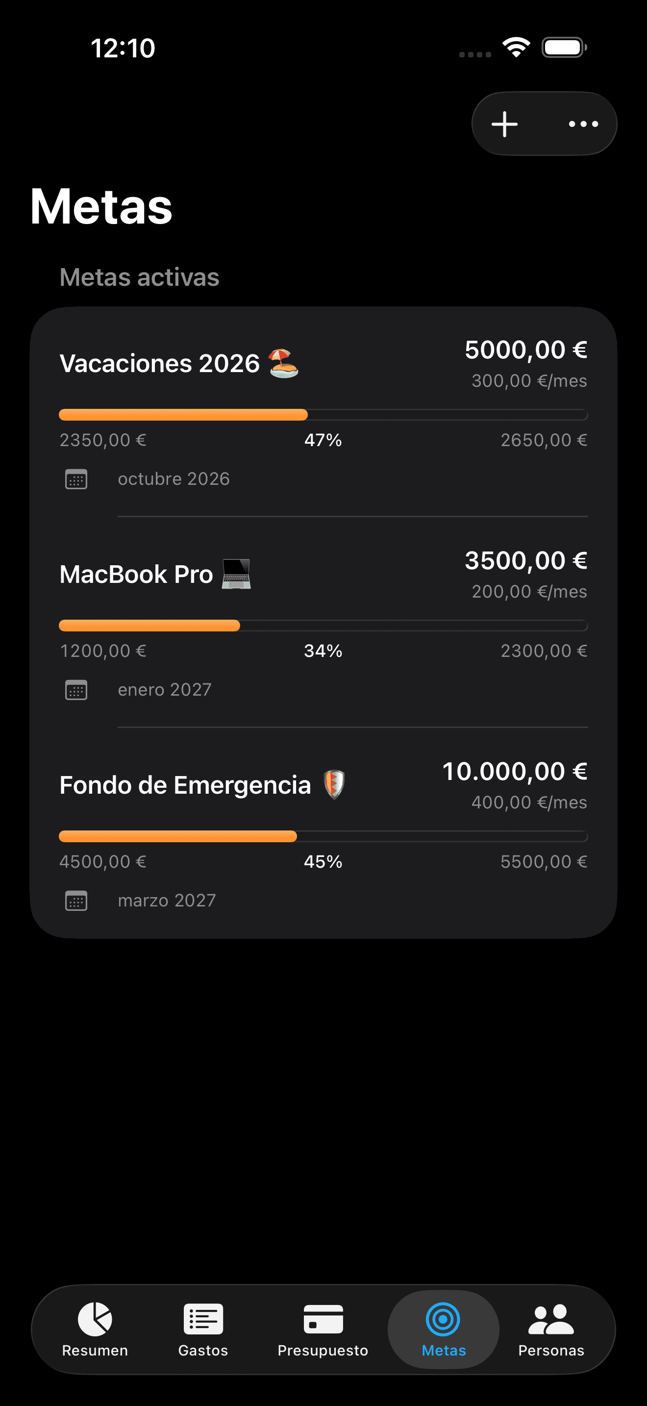 Splitrate: Metas de Ahorro