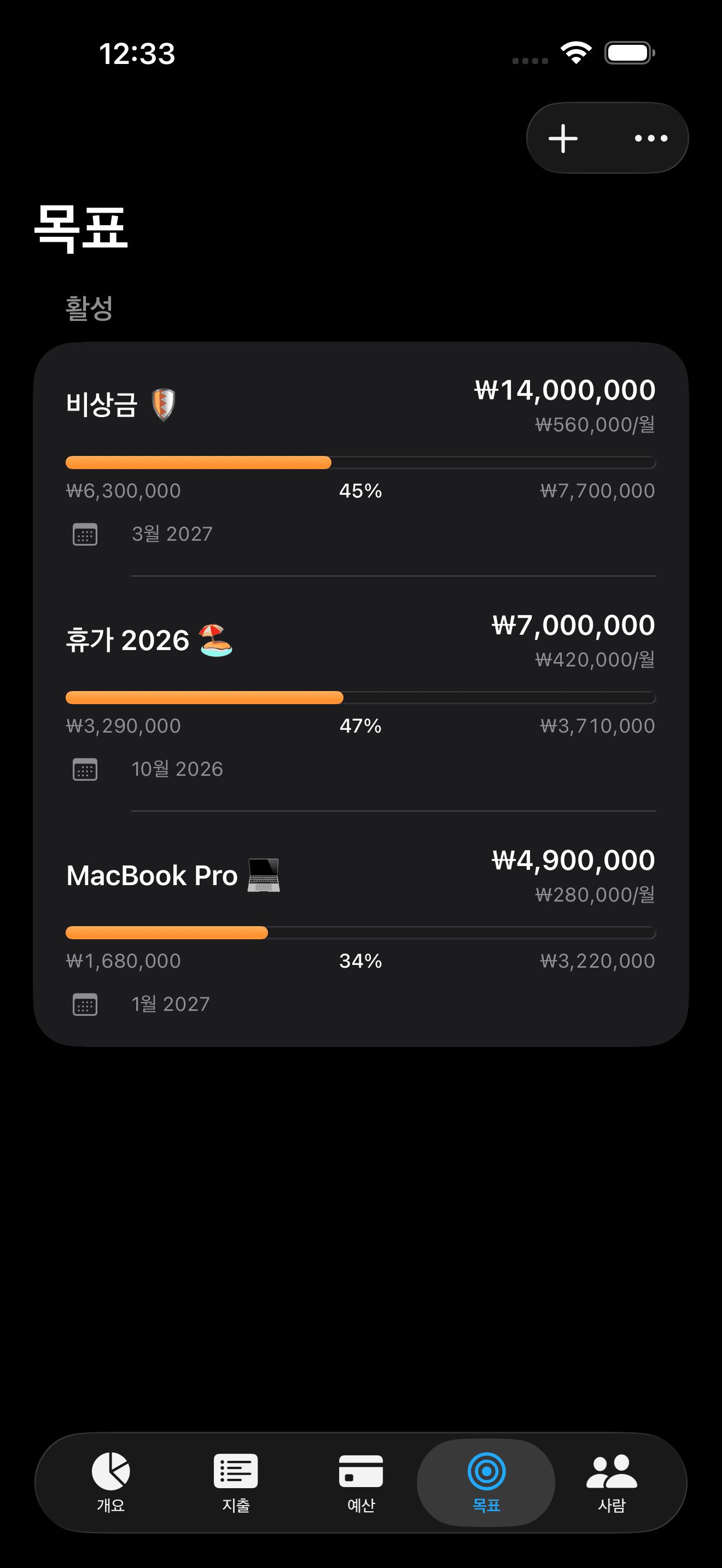 Splitrate: 저축 목표